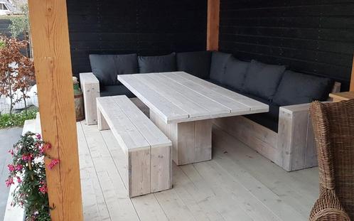 Lounge diningset steigerhout hoekbank tuintafel loungeset, Tuin en Terras, Tuinsets en Loungesets, Nieuw, Loungeset, Steigerhout