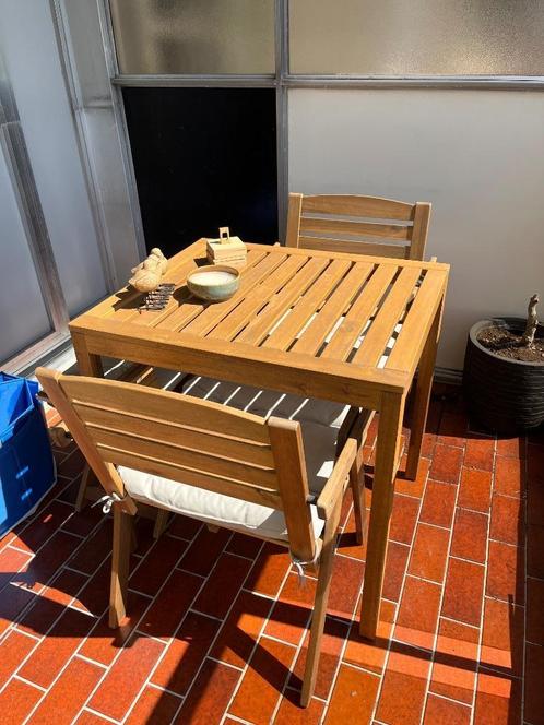 IKEA Nammaro bistroset, Tuin en Terras, Tuinstoelen, Zo goed als nieuw, Hout, Stapelbaar, Ophalen