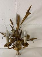 Vintage 'gouden' wheat wall lamp met bloemen : Franse stijl, Antiek en Kunst, Ophalen of Verzenden