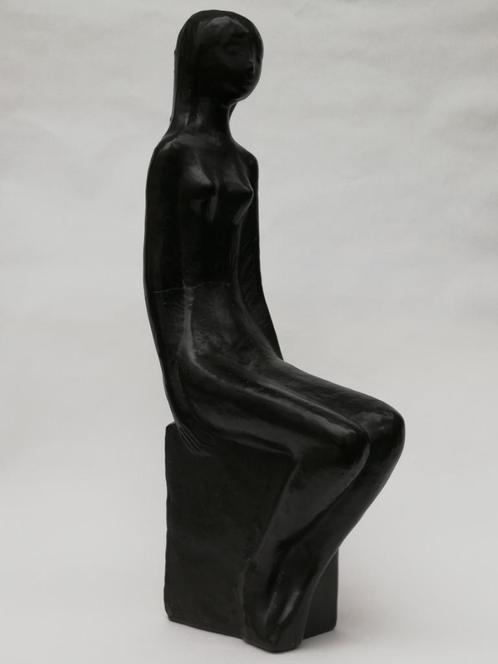 Mooi groot beeld in keramiek - zittende dame - Amphora - 60s, Antiek en Kunst, Curiosa en Brocante, Ophalen