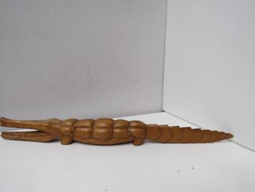 Vintage beeld houten krokodil 44 cm