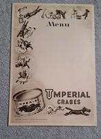 Menukaart (27/18cm) Imperial crabes., Ophalen of Verzenden