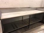 Werktafel inox met wit marmeren blad en inox legbord., Ophalen, Brood en Banket