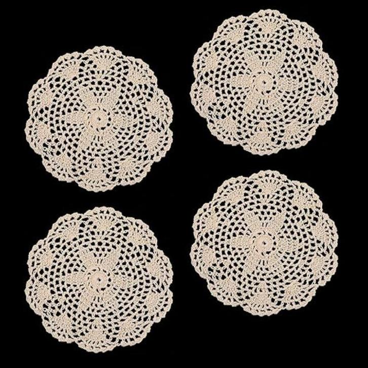 Set van 4 vintage geborduurde tafellopers SNELLE GRATIS LEVE, Huis en Inrichting, Tafelkleden, Nieuw, Rond, Verzenden