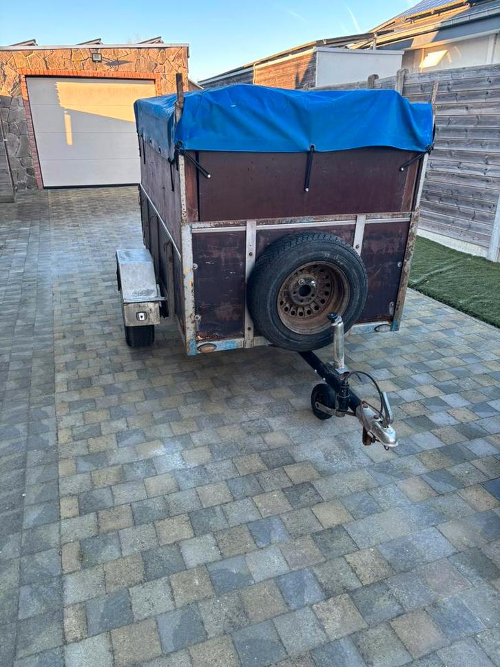 Enkelas aanhangwagen met afdekzeil – 750kg, Auto diversen, Aanhangers en Bagagewagens, Gebruikt, Ophalen