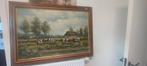 Olie schilderij op doek koeien in de wei van k.Benton, Antiek en Kunst, Ophalen of Verzenden