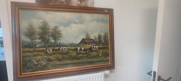 Olie schilderij op doek koeien in de wei van k.Benton beschikbaar voor biedingen