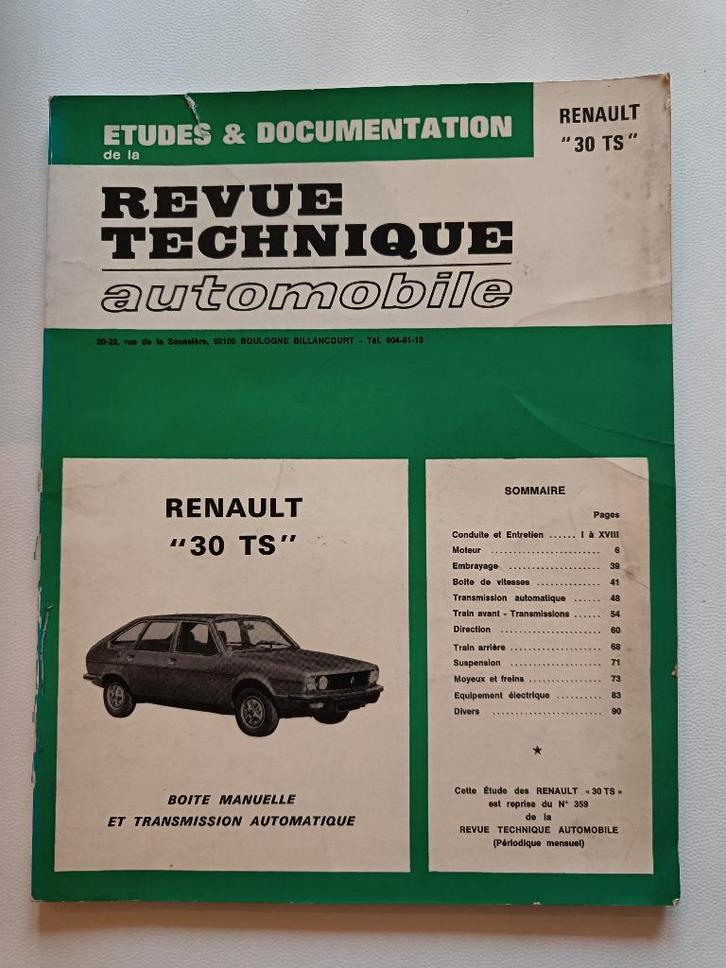 Technisch handboek Renault 30TS - model R1273, Auto diversen, Handleidingen en Instructieboekjes, Ophalen