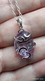 Pendentif en argent massif avec améthyste naturel sculpté, Neuf, Enlèvement ou Envoi, Avec pierre précieuse, Violet