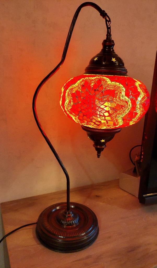 Tafellamp Turkse mozaïek – hoogte 66cm, Maison & Meubles, Lampes | Lampes de table, Comme neuf, 50 à 75 cm, Verre, Métal, Enlèvement