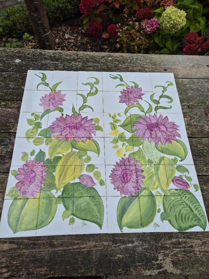 2x afbeelding bloemen 2x18 dunne losse tegels 15x15cm, Maison & Meubles, Accessoires pour la Maison | Décorations murale, Enlèvement