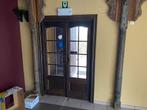 Oude dubbele café deur met glas en eiken deur beschikbaar, Doe-het-zelf en Bouw, Deuren en Vliegenramen, Glas, Gebruikt, Ophalen of Verzenden