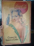 Oud metalen bord van coca cola 60cmx40cm, Verzamelen, Gebruikt, Ophalen