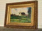 huile sur panneau paysage avec maison signe charles houben, Antiek en Kunst, Ophalen of Verzenden
