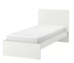 Eenpersoonsbed, lattenbodem & matras (MALM, wit), Huis en Inrichting, Slaapkamer | Matrassen en Bedbodems, Ophalen, Gebruikt, 90 cm