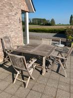 2 Teaken tuintafels en stoelen, Tuin en Terras, Tuinsets en Loungesets, Ophalen, Gebruikt