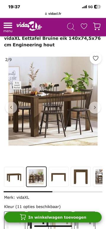 vidaXL Eettafel Bruine eik beschikbaar voor biedingen