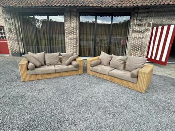 Rieten zetels lounge, Tuin en Terras, Ophalen, Gebruikt