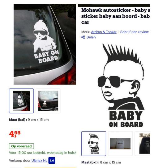 Autocollant de voiture Baby On Board, 2 pièces, 5€, Enfants & Bébés, Sièges auto, Enlèvement ou Envoi