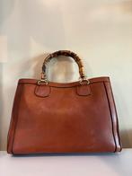 Vintage lederen handtas bamboe, Ophalen of Verzenden, Handtas