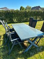 Tafel met 6 stoelen, Tuin en Terras, Ophalen, Gebruikt, 6 zitplaatsen, Aluminium