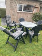 Tuinset met 2 ligstoelen met kussens en 4 stoelen, Tuin en Terras, Tuintafels, Ophalen, Gebruikt, Ovaal, Kunststof