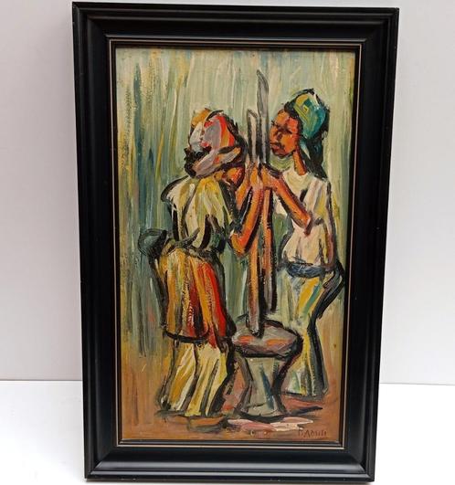 FRANCOIS AMISI schilderij François Amisi, Antiek en Kunst, Kunst | Schilderijen | Klassiek, Ophalen of Verzenden