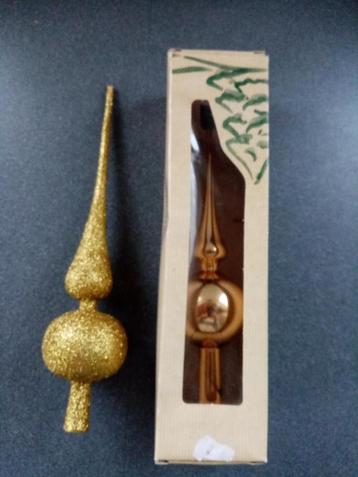 nieuw , 2x Kerstpiek glittergoud- en goudkleur , pieken beschikbaar voor biedingen