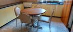 Ronde keukentafel met 4 stoelen, Ophalen, Gebruikt, Metaal, Vier personen