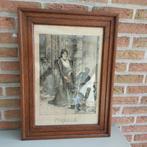 Origineel houtskooltekening “Mireille” – in houten lijst, Antiek en Kunst, Ophalen