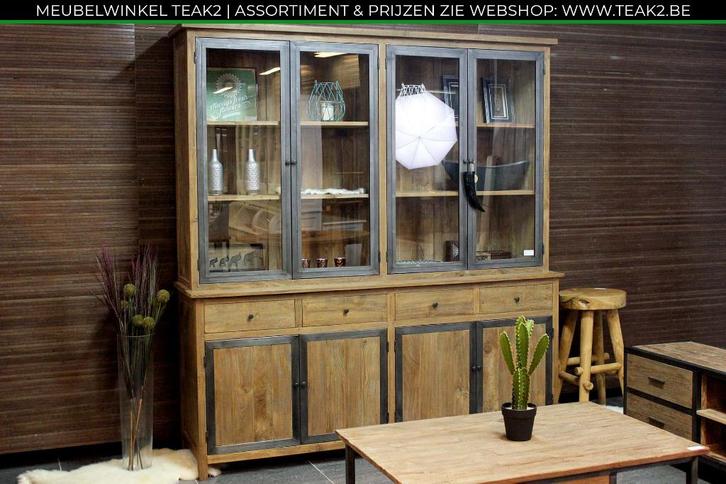 Nouvelles armoires en teck - buffet et vitrine chez TEAK2, Maison & Meubles, Armoires | Vitrines, Neuf, Avec tiroir(s), Avec porte(s)