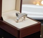 Bague en or blanc 14 carats avec 30 diamants, Comme neuf, Or, Enlèvement, 17 à 18