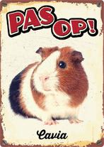 Metalen bordje: PAS OP: Cavia, Tuin en Terras, Tuinwanddecoratie, Ophalen of Verzenden, Nieuw
