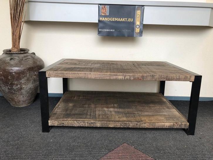 SALONTAFEL MET GIETIJZEREN ONDERSTEL, Maison & Meubles, Tables | Tables de salon, Moins de 50 cm, 50 à 100 cm, 100 à 150 cm, Rectangulaire