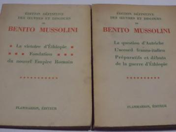 OEUVRES et DISCOURS de MUSSOLINI 2 volumes Flammarion oorlog beschikbaar voor biedingen