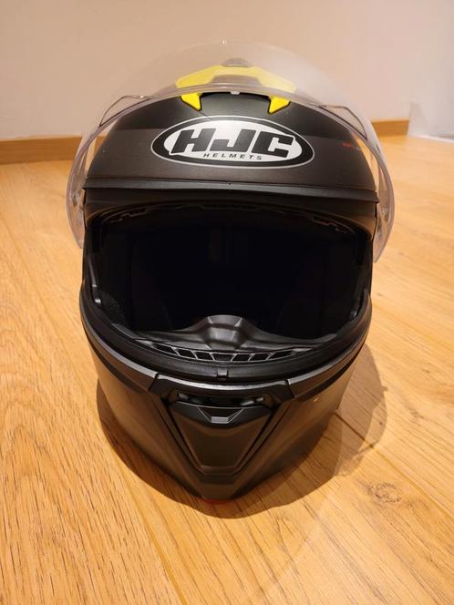 HJC i90 systeemhelm maat L, zwart met fluo geel., Motoren, Kleding | Motorhelmen, Systeemhelm, L, HJC, Ophalen