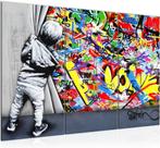 Canvas schilderij Banksy Gordijn 130 x 80 cm, Verzenden