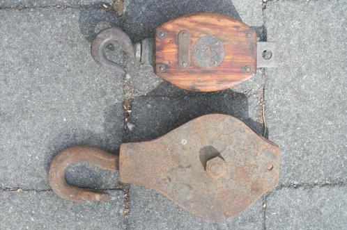 2 x antieke scheepskatrol (hout / ijzer), Antiek en Kunst, Antiek | Gereedschap en Instrumenten, Ophalen of Verzenden