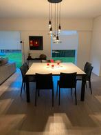 Zwarte lederen stoelen Zanotta (8 stuks), Huis en Inrichting, Ophalen, Zo goed als nieuw