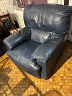 Salon cuir bleu, Maison & Meubles, Enlèvement, Utilisé, Cuir, Trois personnes