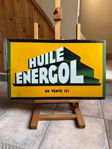 Huile Energol zeldzaam dubbelzijdig emaille reclamebord beschikbaar voor biedingen