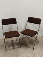 2xVintage klapstoelen“Eyrel” met bruine stoffen zitting, Gebruikt, Twee, Bruin, Jaren '70