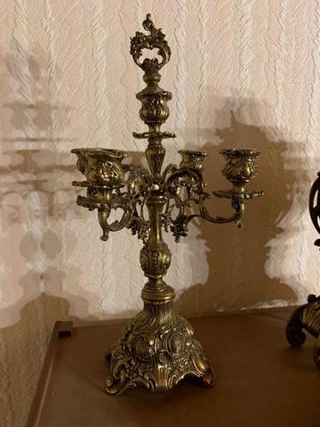 bronzen klok en kandelaars, Antiek en Kunst, Ophalen