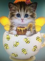 Diamond painting poes in tas 20x35 full vierkant, Hobby en Vrije tijd, Ophalen, Nieuw