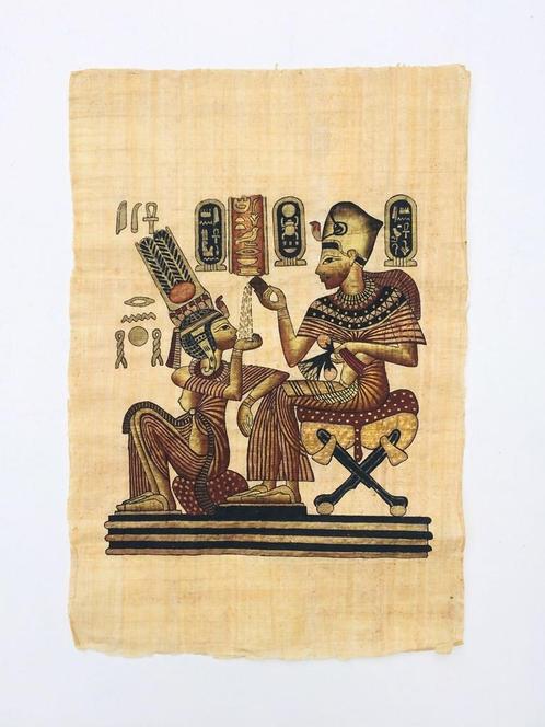 Grote papyrus: 'Faraohs: Royal Couple' (65 x 45 cm), Huis en Inrichting, Woonaccessoires | Wanddecoraties, Nieuw, Ophalen of Verzenden