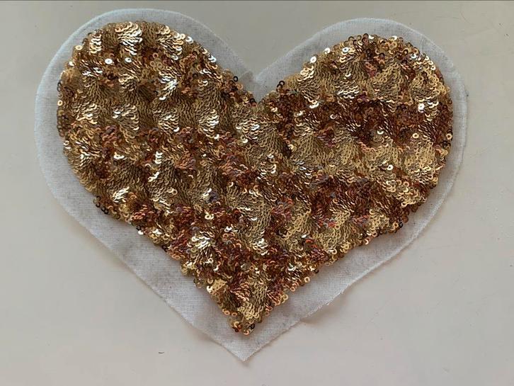 Groot hart van fijne glitters 19x14,5cm, Hobby en Vrije tijd, Kledingapplicaties en Hotfix, Zo goed als nieuw, Ophalen