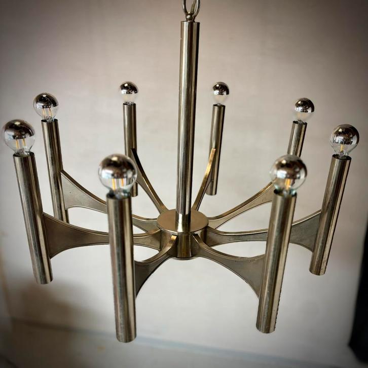 ICONIC SCIOLARI LUSTER, Huis en Inrichting, Lampen | Kroonluchters, Gebruikt, Metaal, Ophalen