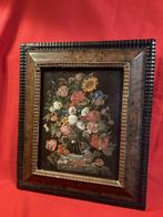 Schilderij stilleven, bloemen en insecten, 19e eeuw, Antiek en Kunst, Ophalen of Verzenden
