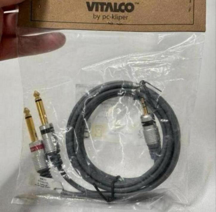 VITALCO 3.5mm 6.35mm x2 Cable 1.5m Splitter Mini Jack kabel, Audio, Tv en Foto, Audiokabels en Televisiekabels, Nieuw, Ophalen of Verzenden