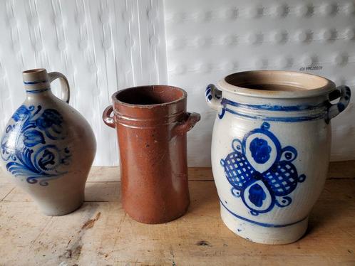 3 vases/cruches/pots en grès, Antiquités & Art, Antiquités | Céramique & Poterie, Enlèvement